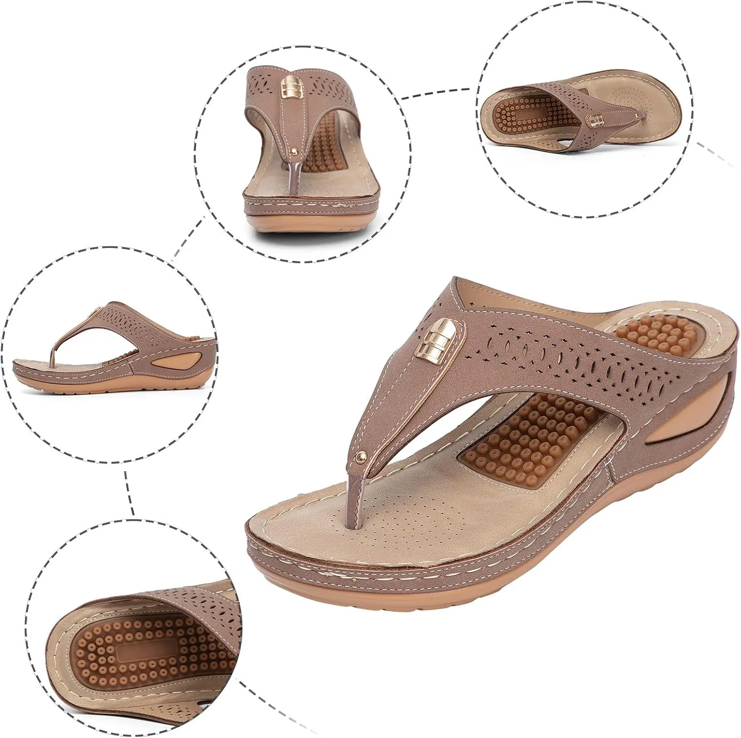 Orthopedic Sandals for Women Arch Support Flip Flops Wide Width Platform Wedge Beach Sandal for Woman Hollow Comfortable Boho Dressy Summer 2025 Cute