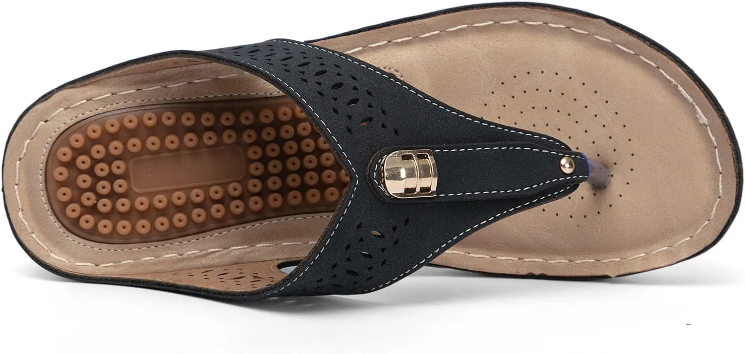 Orthopedic Sandals for Women Arch Support Flip Flops Wide Width Platform Wedge Beach Sandal for Woman Hollow Comfortable Boho Dressy Summer 2025 Cute