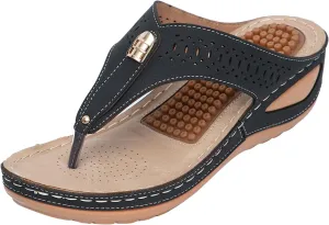 Orthopedic Sandals for Women Arch Support Flip Flops Wide Width Platform Wedge Beach Sandal for Woman Hollow Comfortable Boho Dressy Summer 2025 Cute