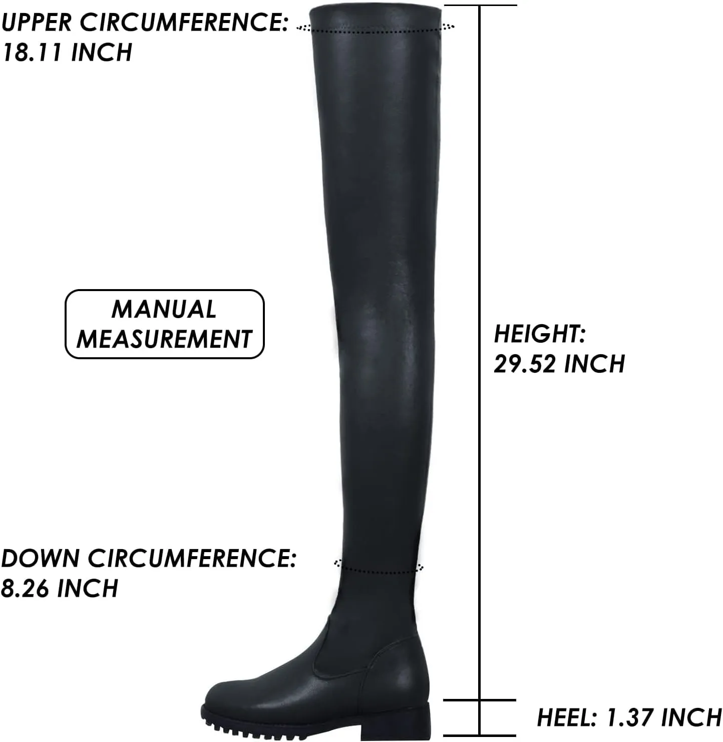 Over the Knee High Boots for Women Side Zipper Round Toe Low Chunky Heel Faux Leather Surgical Stretch Riding Thigh High Boots