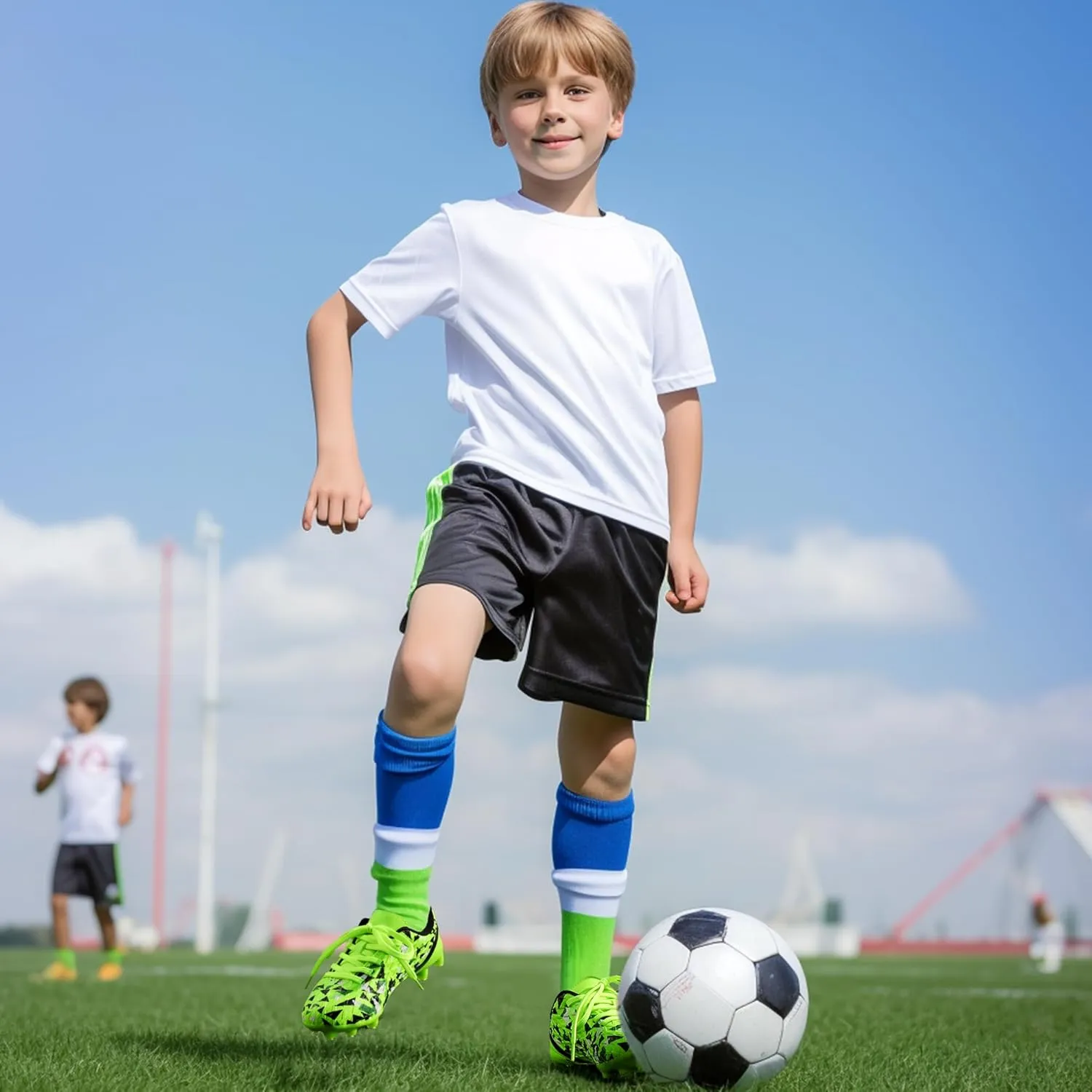 PANDANINJIA Kids Soccer Cleats Girls Boys FG/AG Unisex-Child Athletic Outdoor Football Shoes