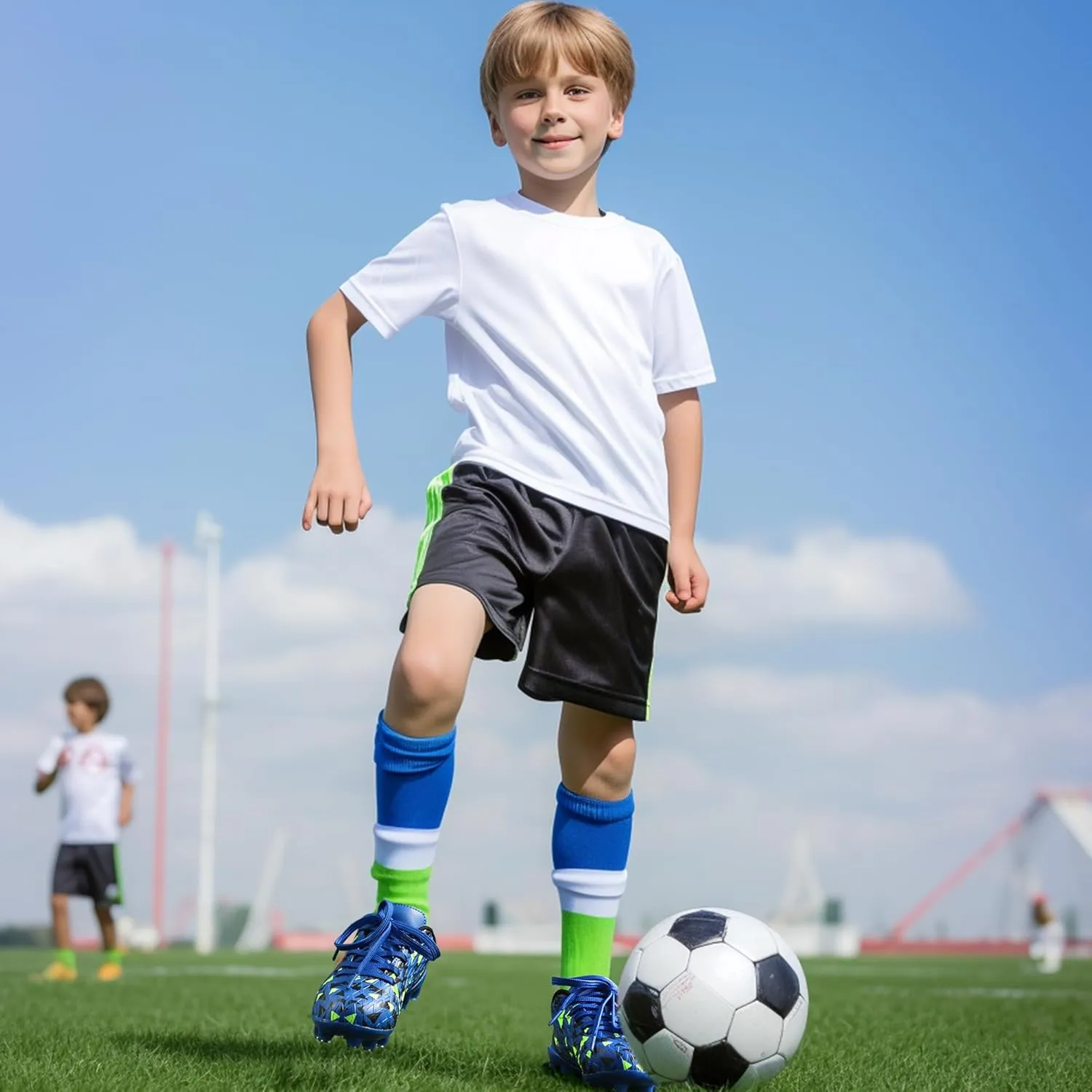 PANDANINJIA Kids Soccer Cleats Girls Boys FG/AG Unisex-Child Athletic Outdoor Football Shoes