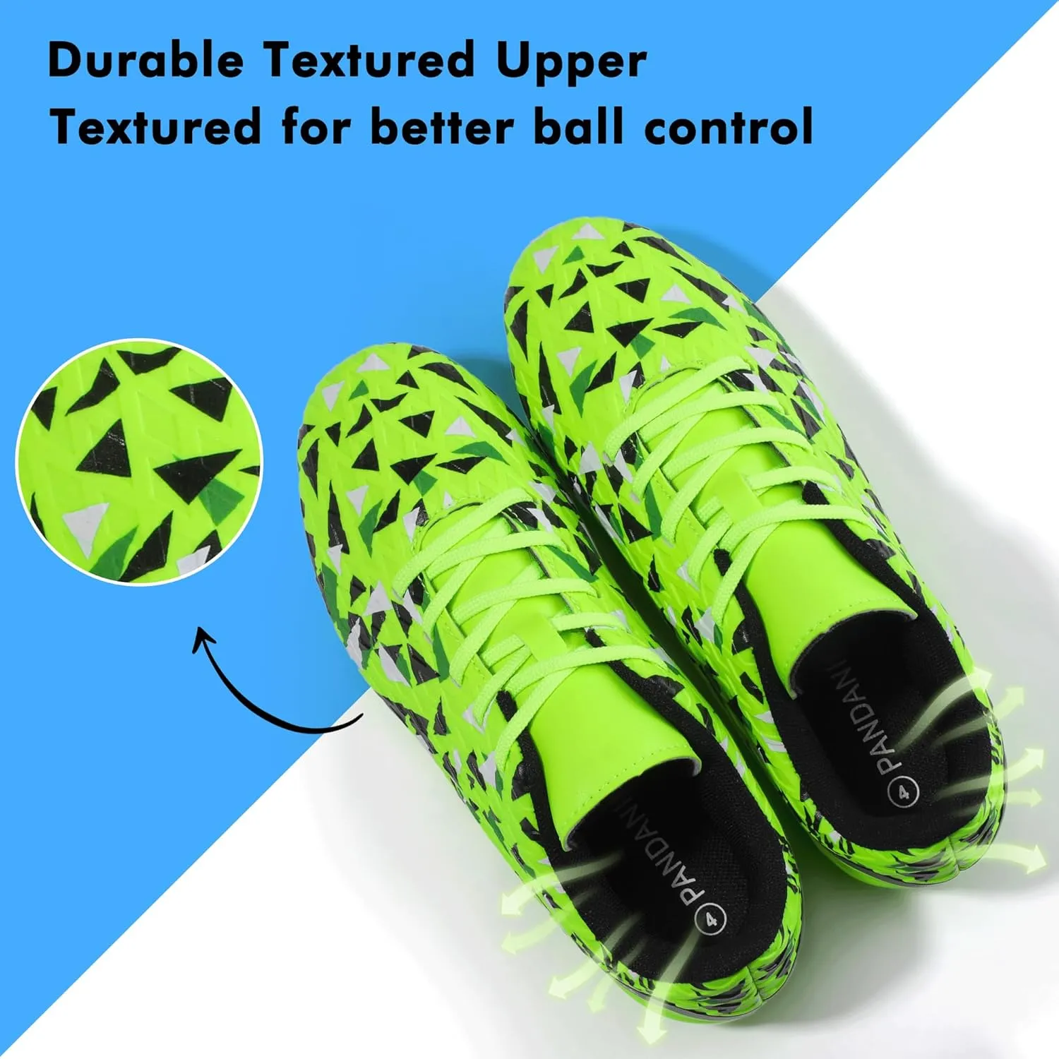 PANDANINJIA Kids Soccer Cleats Girls Boys FG/AG Unisex-Child Athletic Outdoor Football Shoes