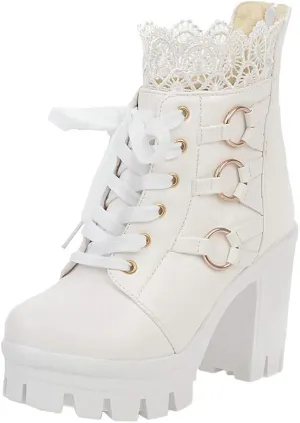 Platform Combat Boots For Women Steampunk Witch Boots High Heeled Pirate Boots Goth Lolita Boots With Back Zipper