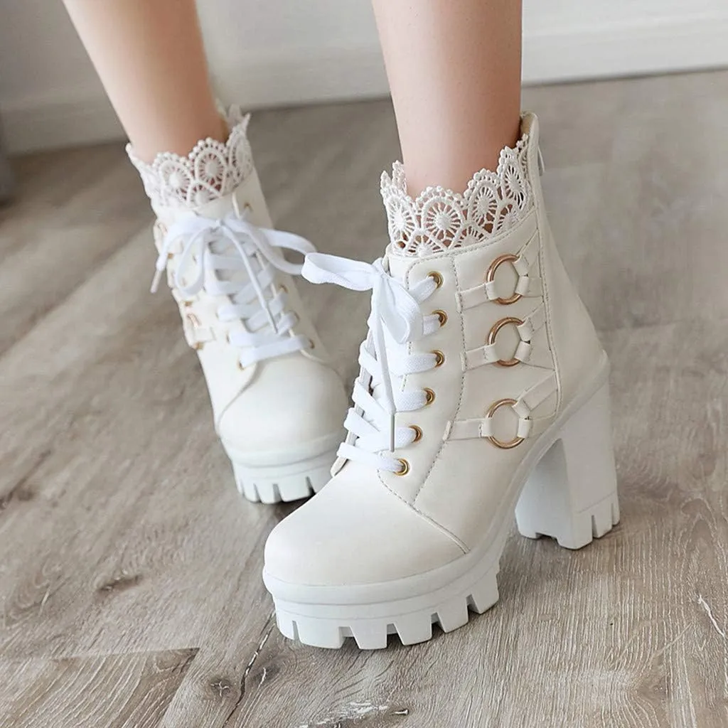 Platform Combat Boots For Women Steampunk Witch Boots High Heeled Pirate Boots Goth Lolita Boots With Back Zipper