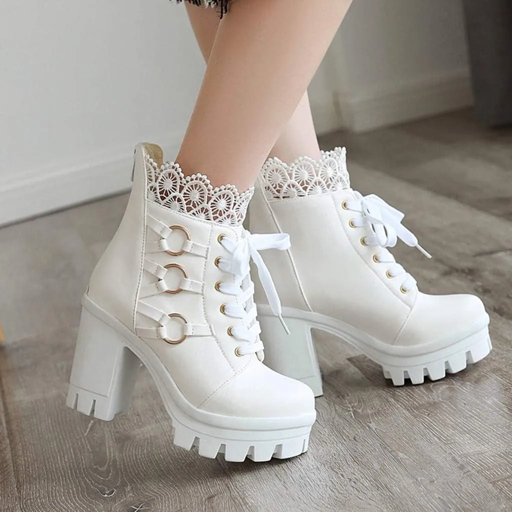Platform Combat Boots For Women Steampunk Witch Boots High Heeled Pirate Boots Goth Lolita Boots With Back Zipper