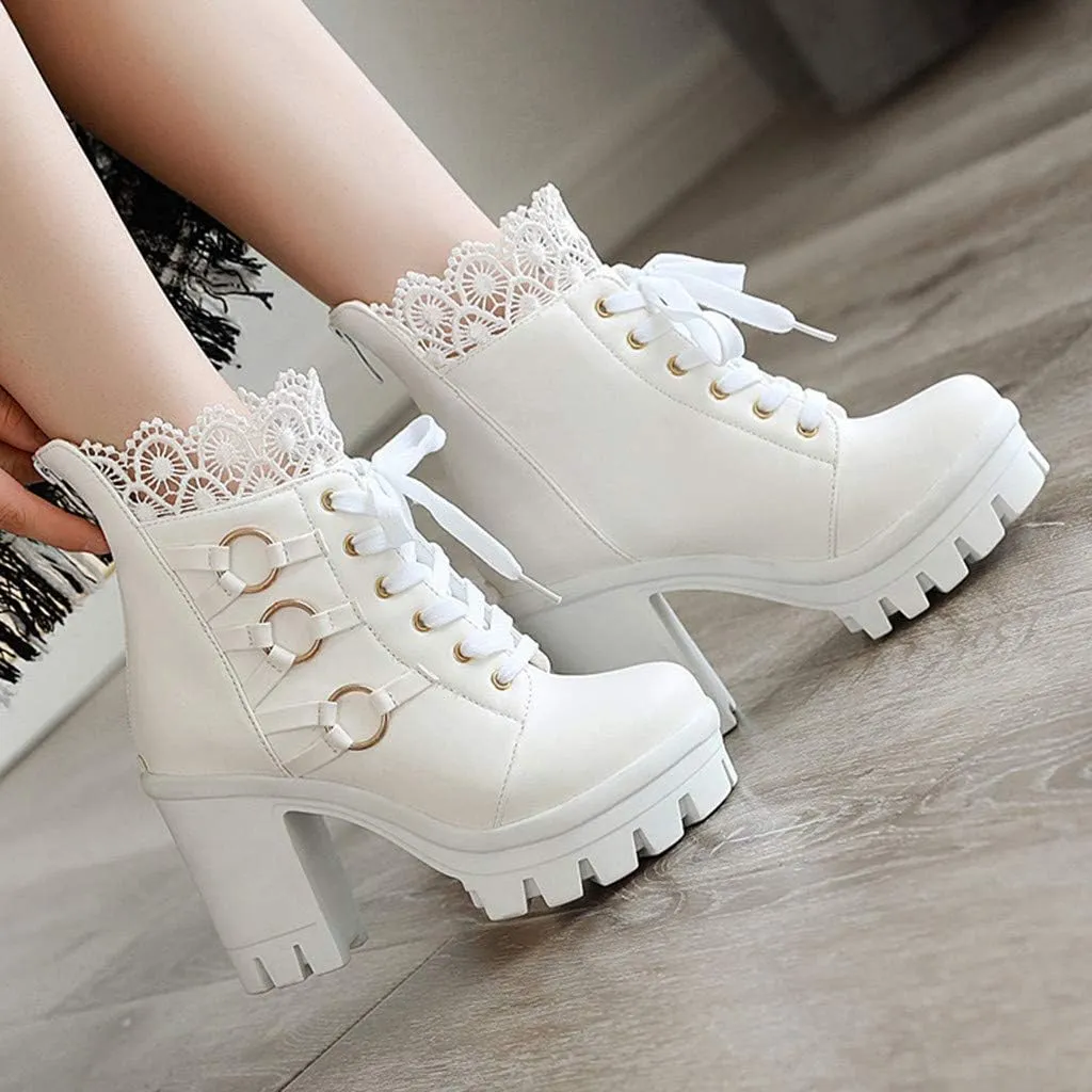 Platform Combat Boots For Women Steampunk Witch Boots High Heeled Pirate Boots Goth Lolita Boots With Back Zipper