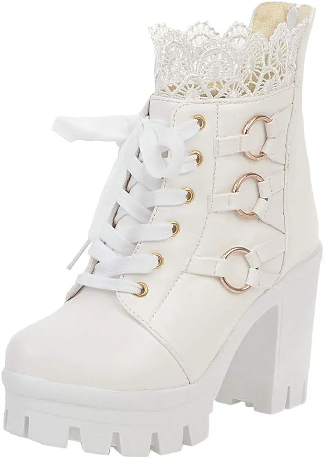 Platform Combat Boots For Women Steampunk Witch Boots High Heeled Pirate Boots Goth Lolita Boots With Back Zipper
