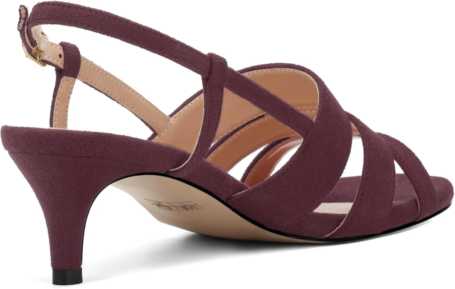 ROSERWISH Women's Strappy Low Kitten Heel Open Square Toe Slingback Suede Heeled Sandals Party Dress Wedding Dance Shoes