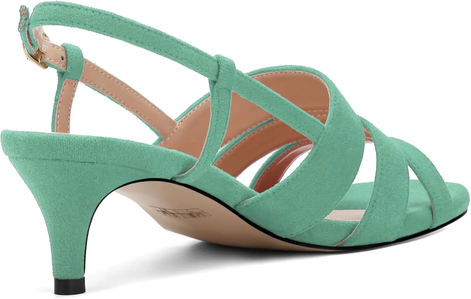 ROSERWISH Women's Strappy Low Kitten Heel Open Square Toe Slingback Suede Heeled Sandals Party Dress Wedding Dance Shoes