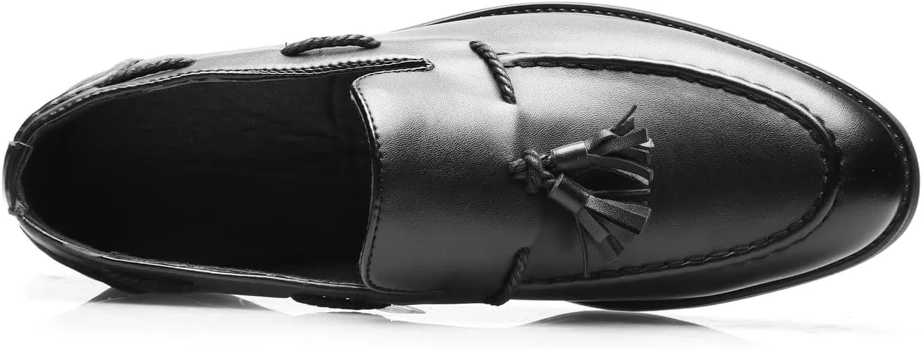 Santimon Mens Loafers Casual Dress Slip On Walking Shoes Wedding Prom Tassel Loafers Business Tuxedo Leather Moccasins for Men