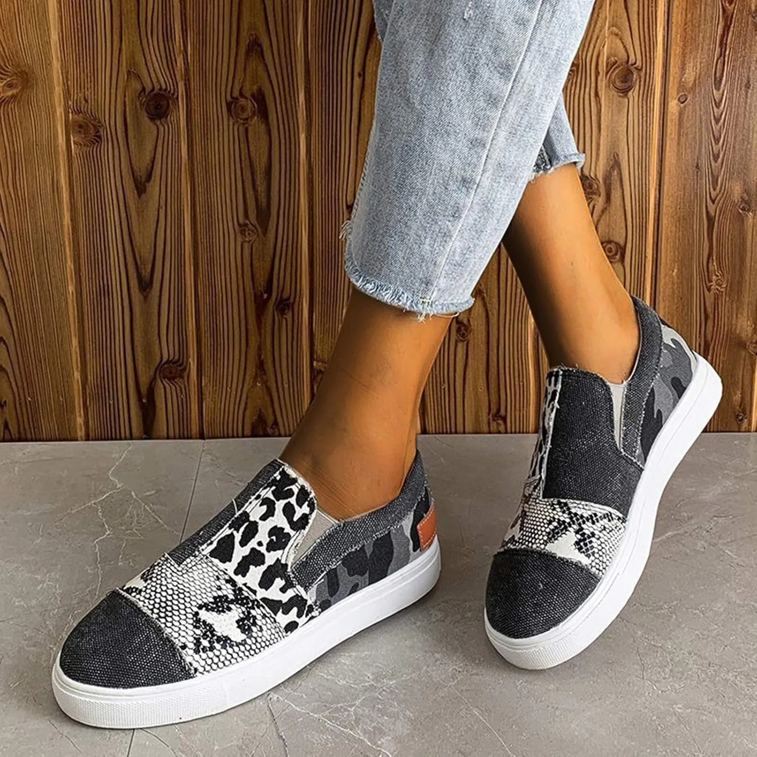SBGMoSJ Wide Toe Box Shoes Women Sneakers Dark Brown Slip On Sneakers for Women Womens Shoes Casual Fall Wedge Heel Platform Sneakers for Women 2023 Non Slip Tenis Antideslizante para Mujer