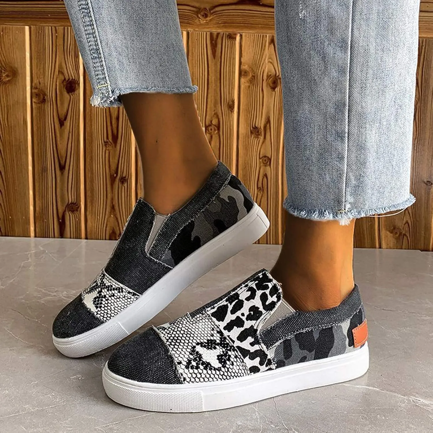 SBGMoSJ Wide Toe Box Shoes Women Sneakers Dark Brown Slip On Sneakers for Women Womens Shoes Casual Fall Wedge Heel Platform Sneakers for Women 2023 Non Slip Tenis Antideslizante para Mujer