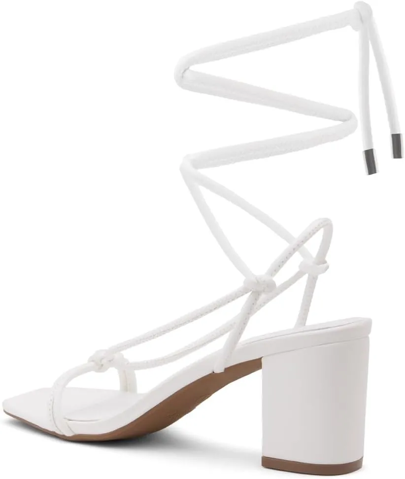 Shoe Land SL-Sweets Women's Lace-Up Chunky Low Heels, Strappy Ankle Wrap Tie-Up Block Short Heels  Semi-Casual Heeled Sandals for Prom Wedding and Party
