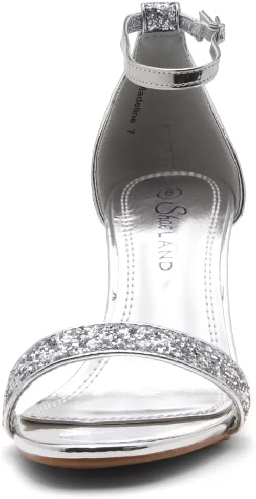 Shoe Land Women's Low Heels - 3-Inch Chunky Block Heeled Sandals with Ankle Strap | Open Toe Short Heels | Comfy Dressy Strappy Sandals for Wedding, Prom, Office
