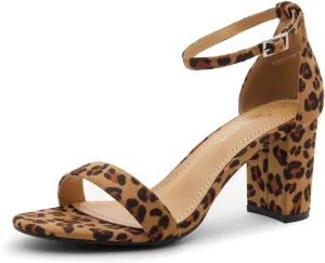 Shoe Land Women's Low Heels - 3-Inch Chunky Block Heeled Sandals with Ankle Strap | Open Toe Short Heels | Comfy Dressy Strappy Sandals for Wedding, Prom, Office