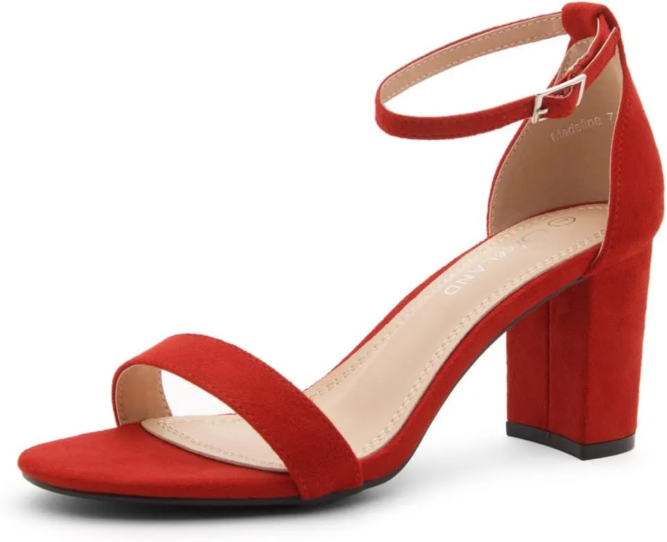 Shoe Land Women's Low Heels - 3-Inch Chunky Block Heeled Sandals with Ankle Strap | Open Toe Short Heels | Comfy Dressy Strappy Sandals for Wedding, Prom, Office