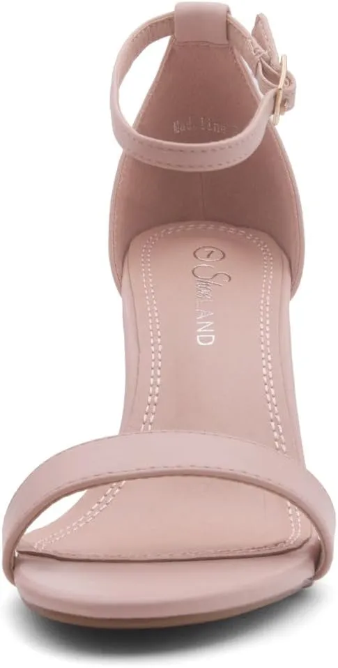 Shoe Land Women's Low Heels - 3-Inch Chunky Block Heeled Sandals with Ankle Strap | Open Toe Short Heels | Comfy Dressy Strappy Sandals for Wedding, Prom, Office
