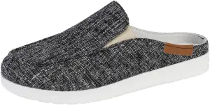 Smoneyful Women Orthopedic Slip On Loafers, Canvas for Comfort, Arch Support for Plantar Fasciitis, Lightweight Open Back Flats, Closed Toe for Walking Pain Relief