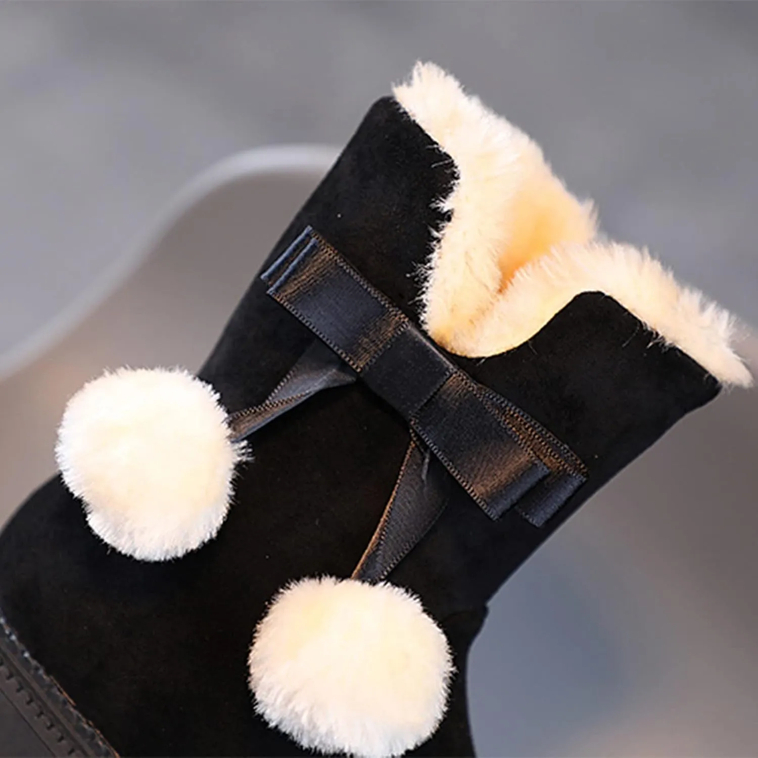 Snow Boots for Kids Girls Fur Lined Warm Shoe Lace up Work Boots Shoes Combat Booties Slip on Ankle Flats