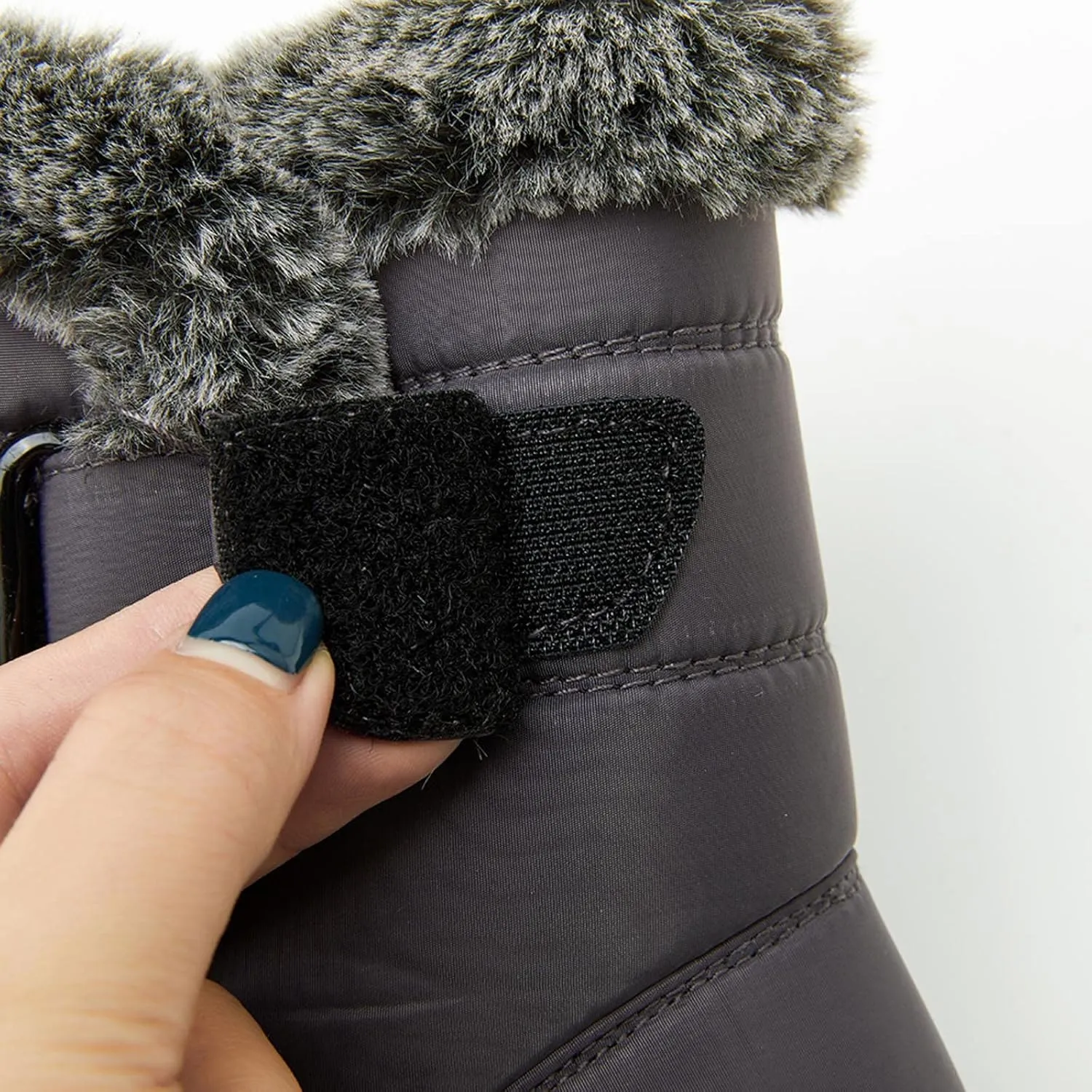Snow Boots for Women Platform Boots Round Toe Waterproof Fabric Flat Heel Warm Winter Sticky Paste Mid Calf Snow Boot
