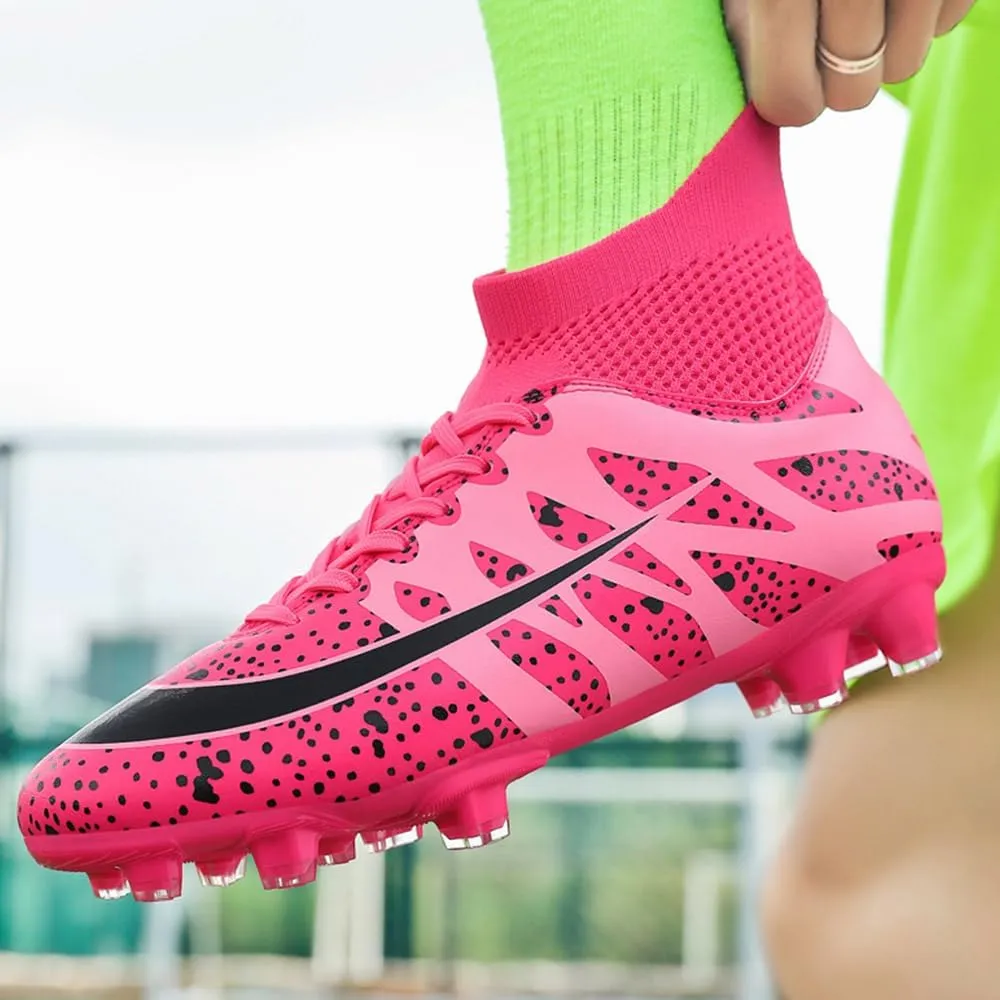 Soccer Cleats for Men Women High Top Football Shoes Boys Girls Indoor Outdoor Training Soccer Sports Shoes