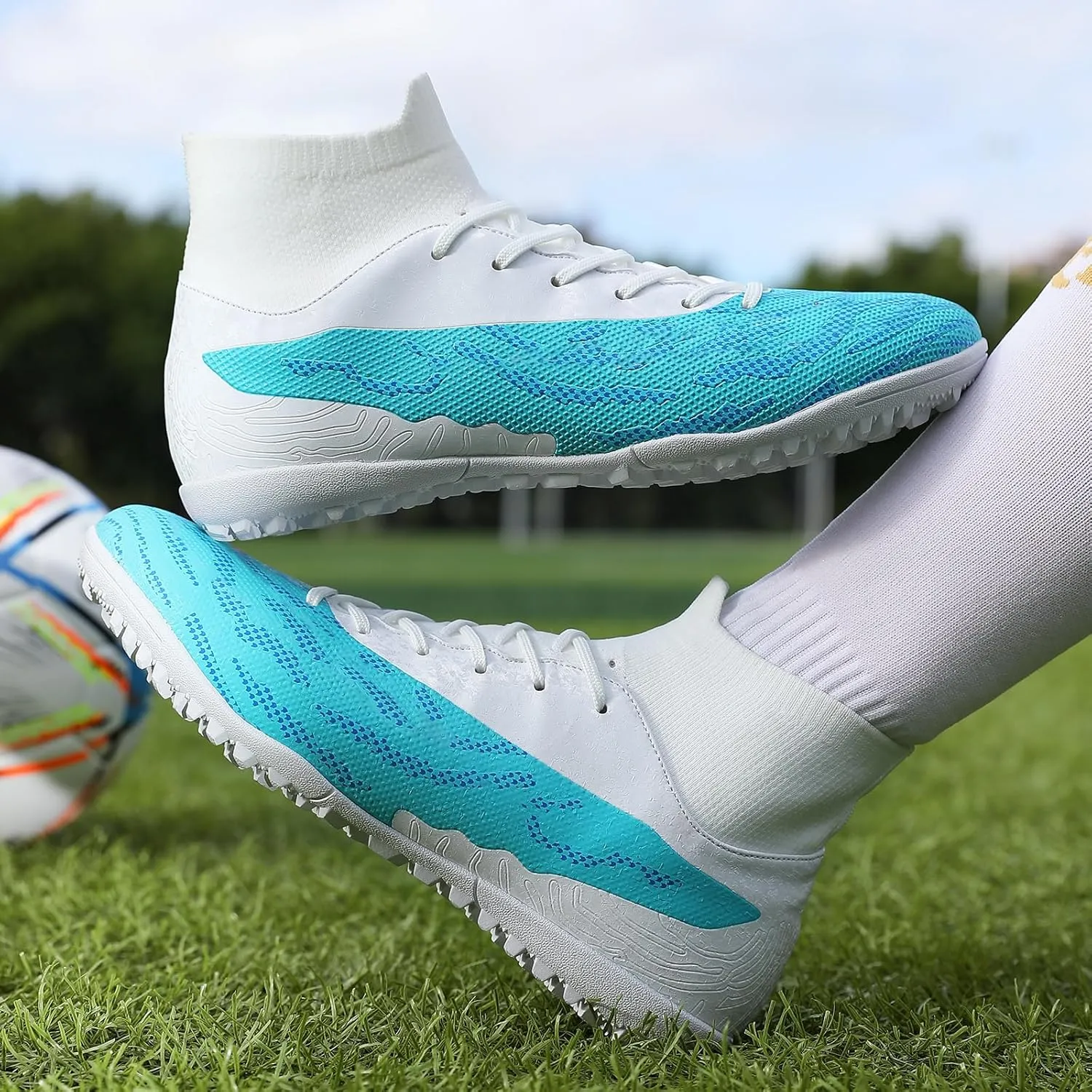 Soccer Cleats for Mens Womens Football Shoes Turf Soccer Shoes Indoor/Outdoor High-top Football Cleats AG/FG