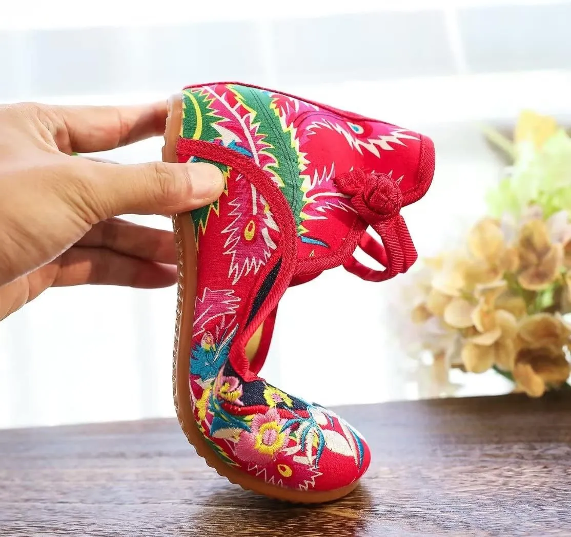 Stunner Women's Floral Flats Vintage Embroidered Shoes Low Heel Mary Jane Shoes Casual Ballet Flats