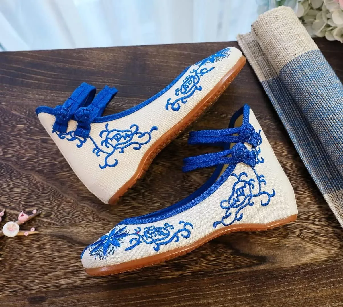 Stunner Women's Floral Flats Vintage Embroidered Shoes Low Heel Mary Jane Shoes Casual Ballet Flats