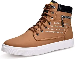 tazimall Men's High Top Suede Sneakers Casual Skate Shoes Lace Up Walking Shoes