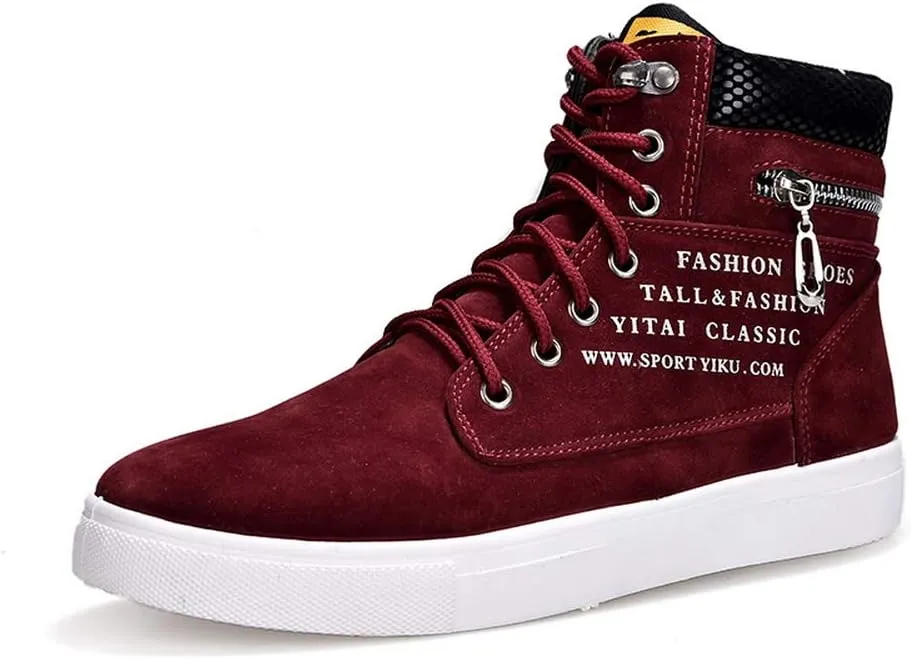 tazimall Men's High Top Suede Sneakers Casual Skate Shoes Lace Up Walking Shoes