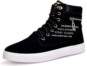 tazimall Men's High Top Suede Sneakers Casual Skate Shoes Lace Up Walking Shoes