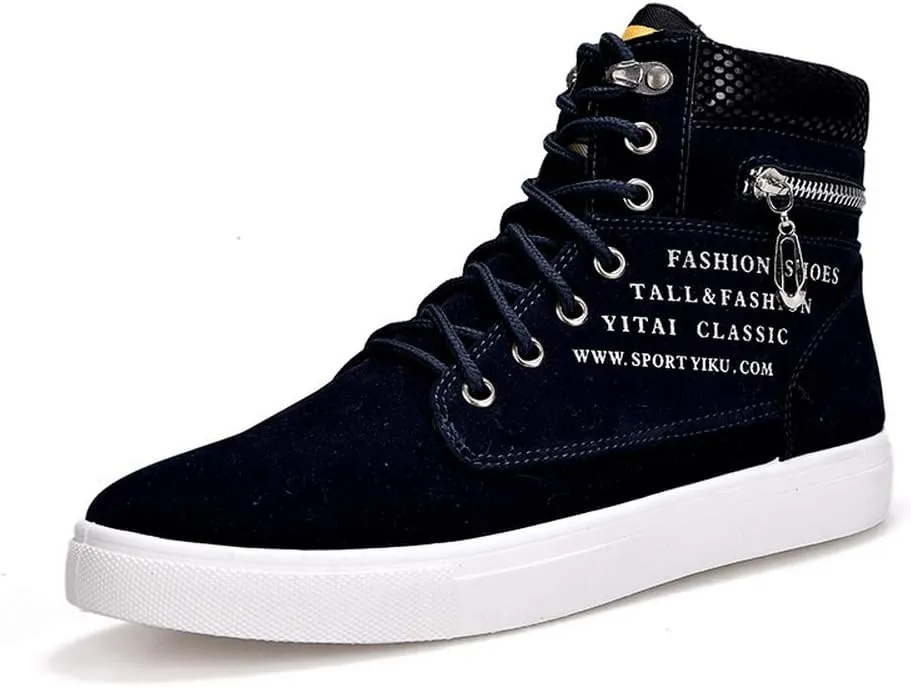 tazimall Men's High Top Suede Sneakers Casual Skate Shoes Lace Up Walking Shoes