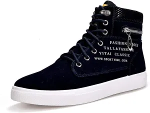 tazimall Men's High Top Suede Sneakers Casual Skate Shoes Lace Up Walking Shoes