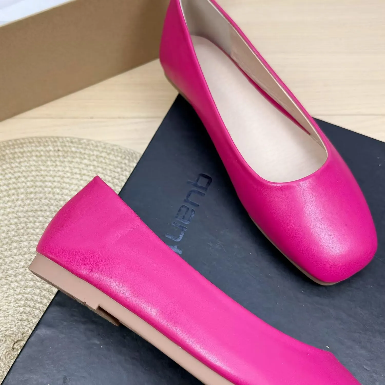 TN TANGNEST Ballets Flats for Women Brief Style Square Toe Slip on Dressy Flat Shoes
