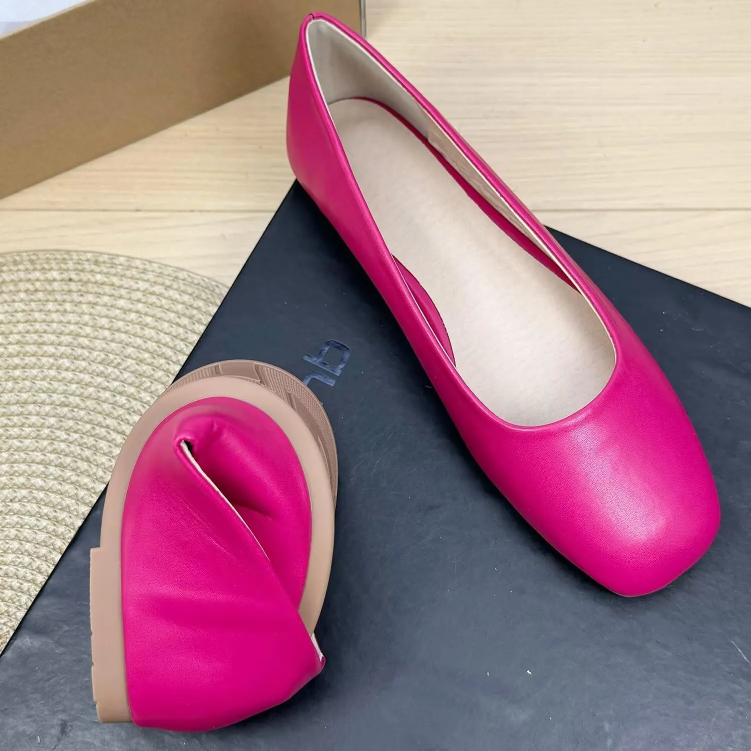 TN TANGNEST Ballets Flats for Women Brief Style Square Toe Slip on Dressy Flat Shoes
