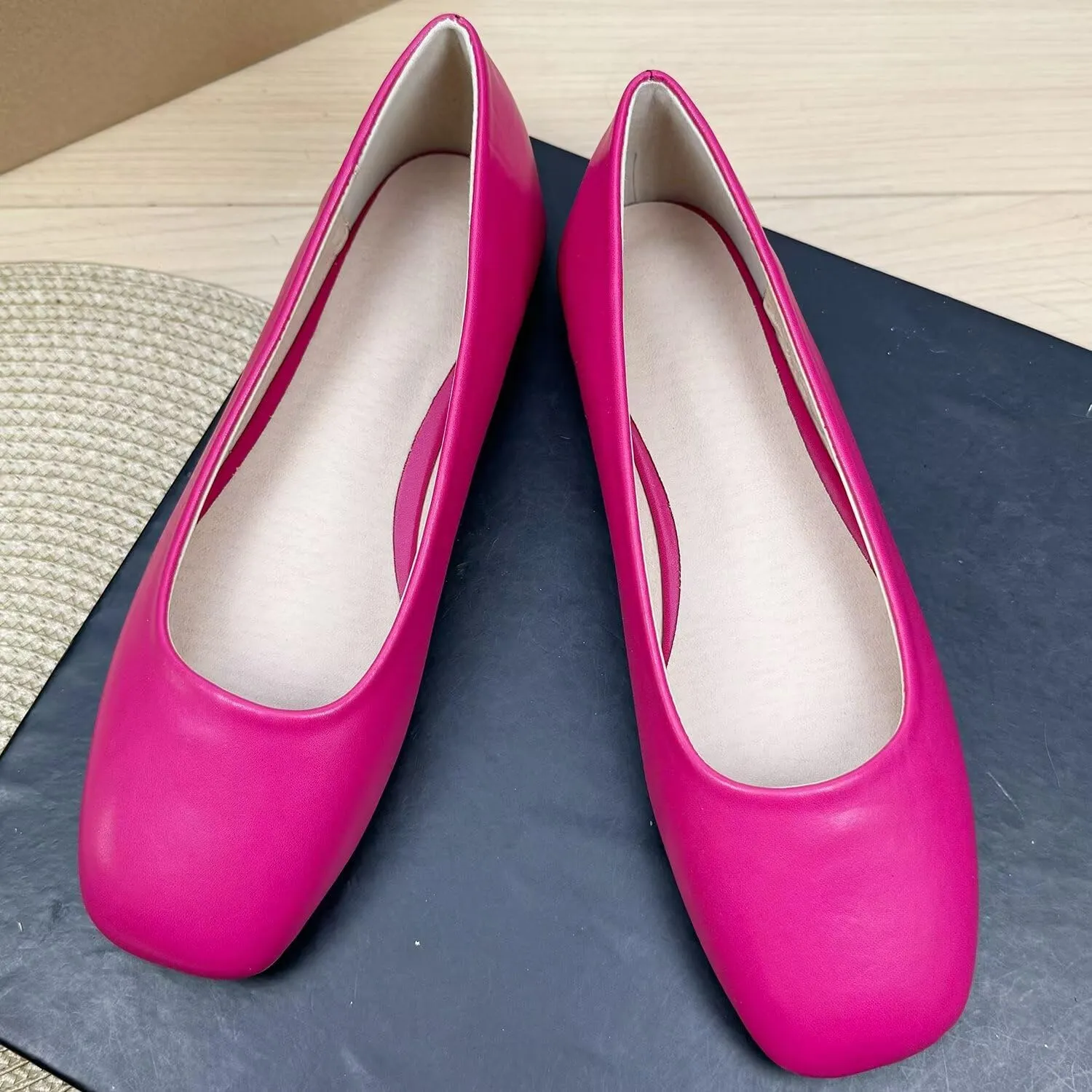 TN TANGNEST Ballets Flats for Women Brief Style Square Toe Slip on Dressy Flat Shoes