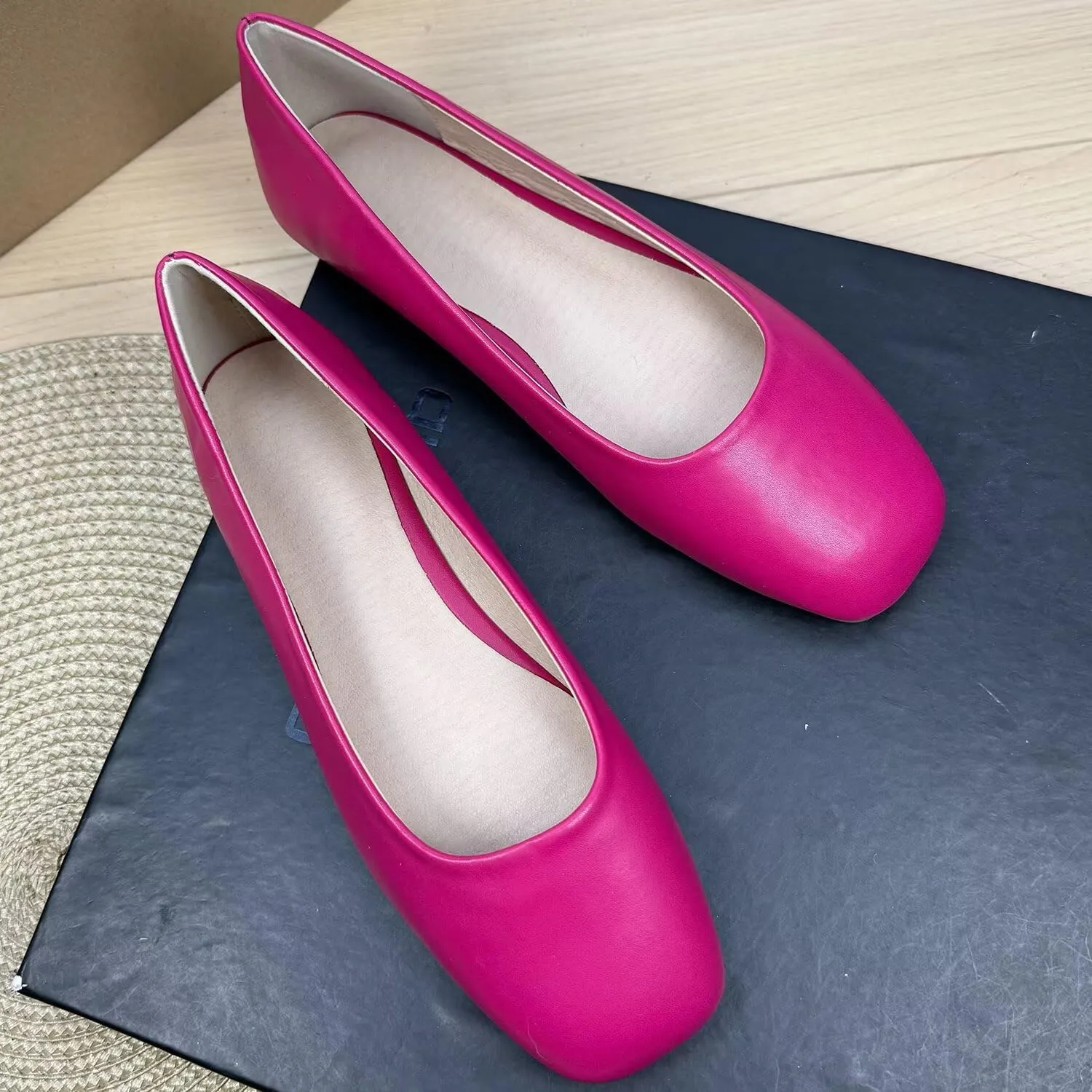TN TANGNEST Ballets Flats for Women Brief Style Square Toe Slip on Dressy Flat Shoes