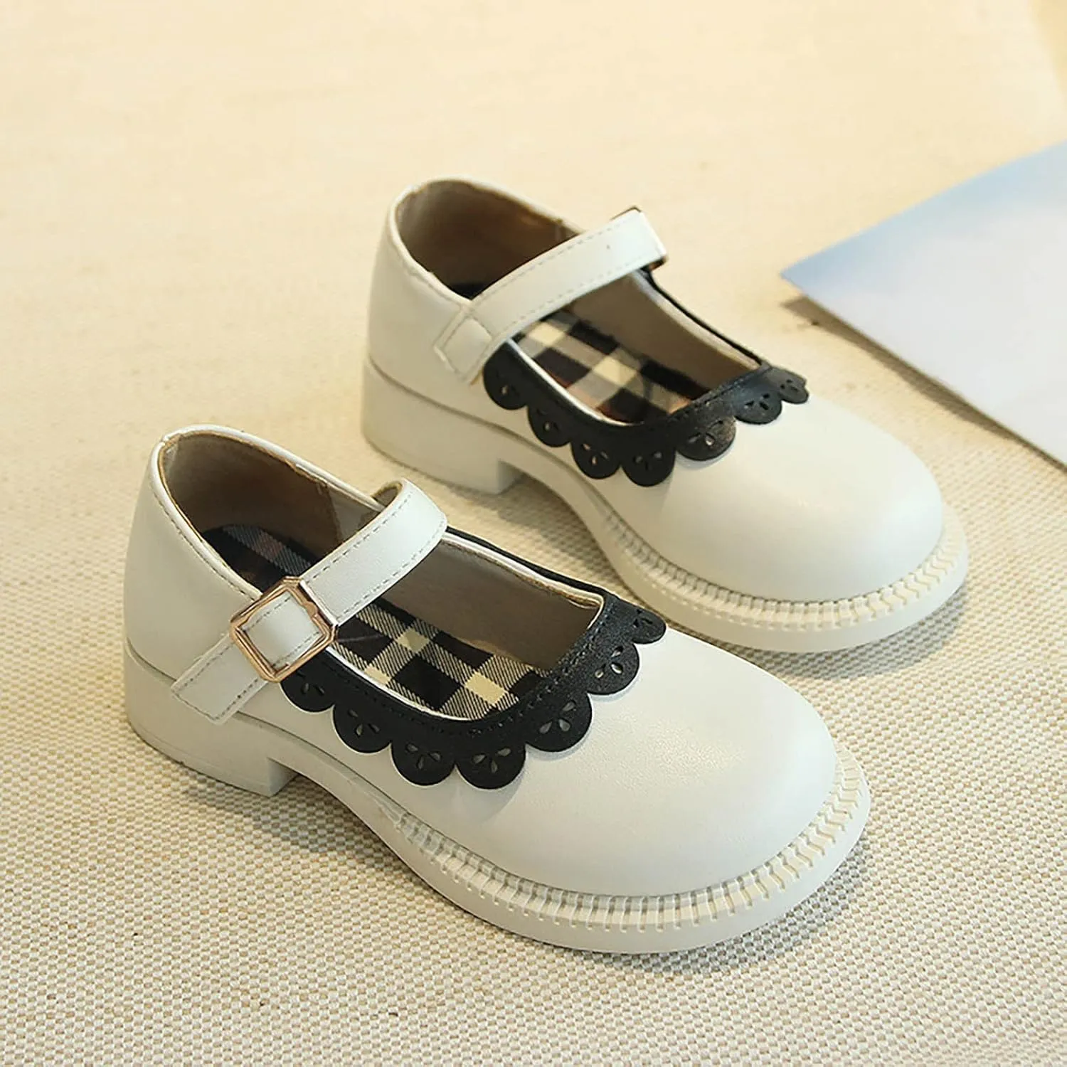 Toddler Flower Girl Dress Shoes Girls Closed Toe Mary Jane School Uniform Shoes Low Heels for Party Wedding