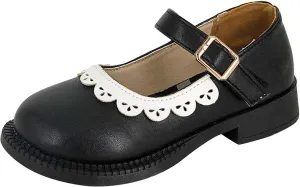 Toddler Flower Girl Dress Shoes Girls Closed Toe Mary Jane School Uniform Shoes Low Heels for Party Wedding