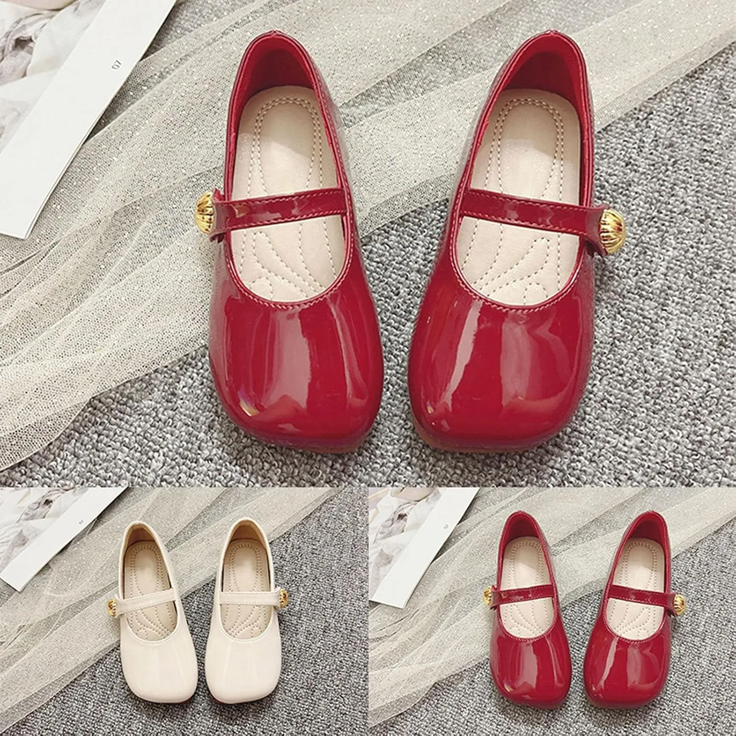 Toddler Girl Dress Shoes Mary Jane Flat with Hook and Loop Straps Girls' Shoes for School, Girls Mary Jane Shoes