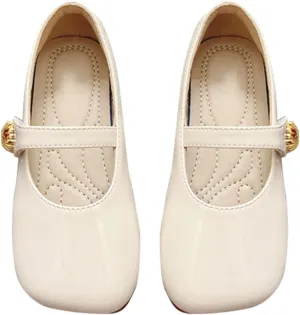 Toddler Girl Dress Shoes Mary Jane Flat with Hook and Loop Straps Girls' Shoes for School, Girls Mary Jane Shoes