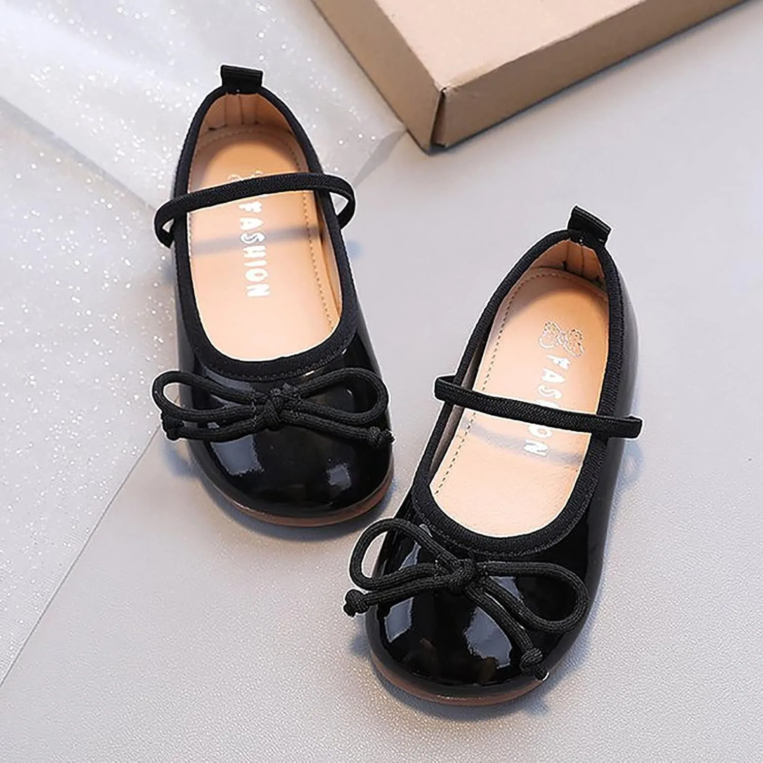 Toddler Girl Mary Jane Dress Shoes Little Girl School Shoes Soft Sole Non Slip Faux Leather Shoes Bowknot Flats