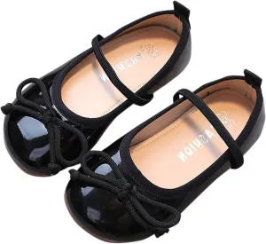 Toddler Girl Mary Jane Dress Shoes Little Girl School Shoes Soft Sole Non Slip Faux Leather Shoes Bowknot Flats