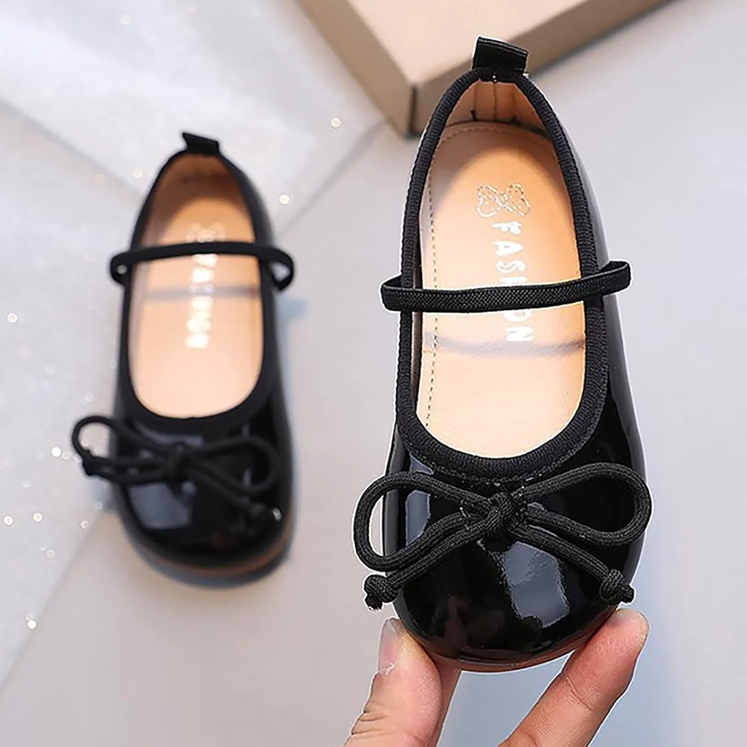 Toddler Girl Mary Jane Dress Shoes Little Girl School Shoes Soft Sole Non Slip Faux Leather Shoes Bowknot Flats
