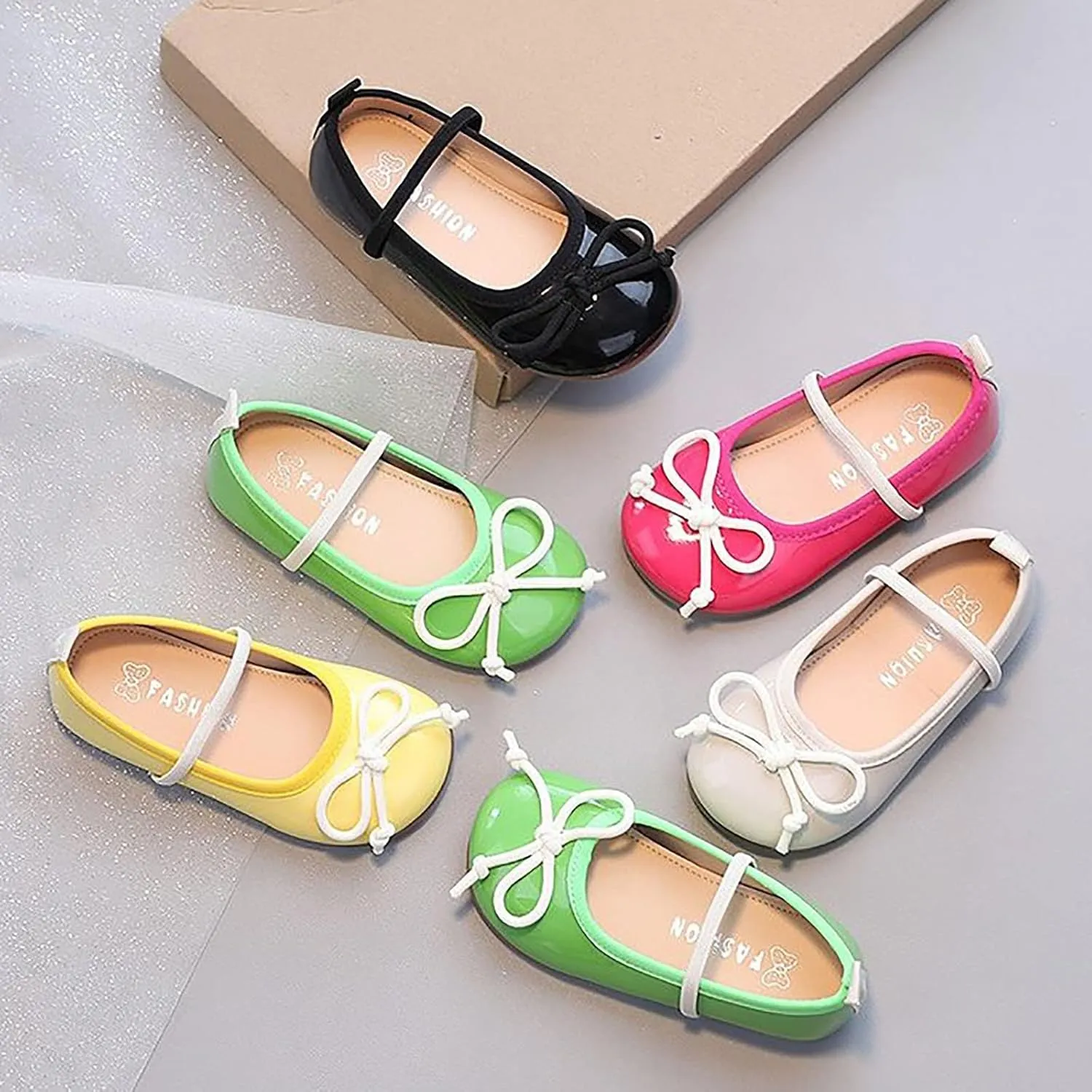 Toddler Girl Mary Jane Dress Shoes Little Girl School Shoes Soft Sole Non Slip Faux Leather Shoes Bowknot Flats