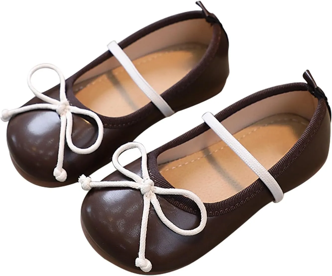 Toddler Girl Mary Jane Dress Shoes Soft Sole Non Slip Leather Bowknot School Shoes Kids Classic Ballerina Flat