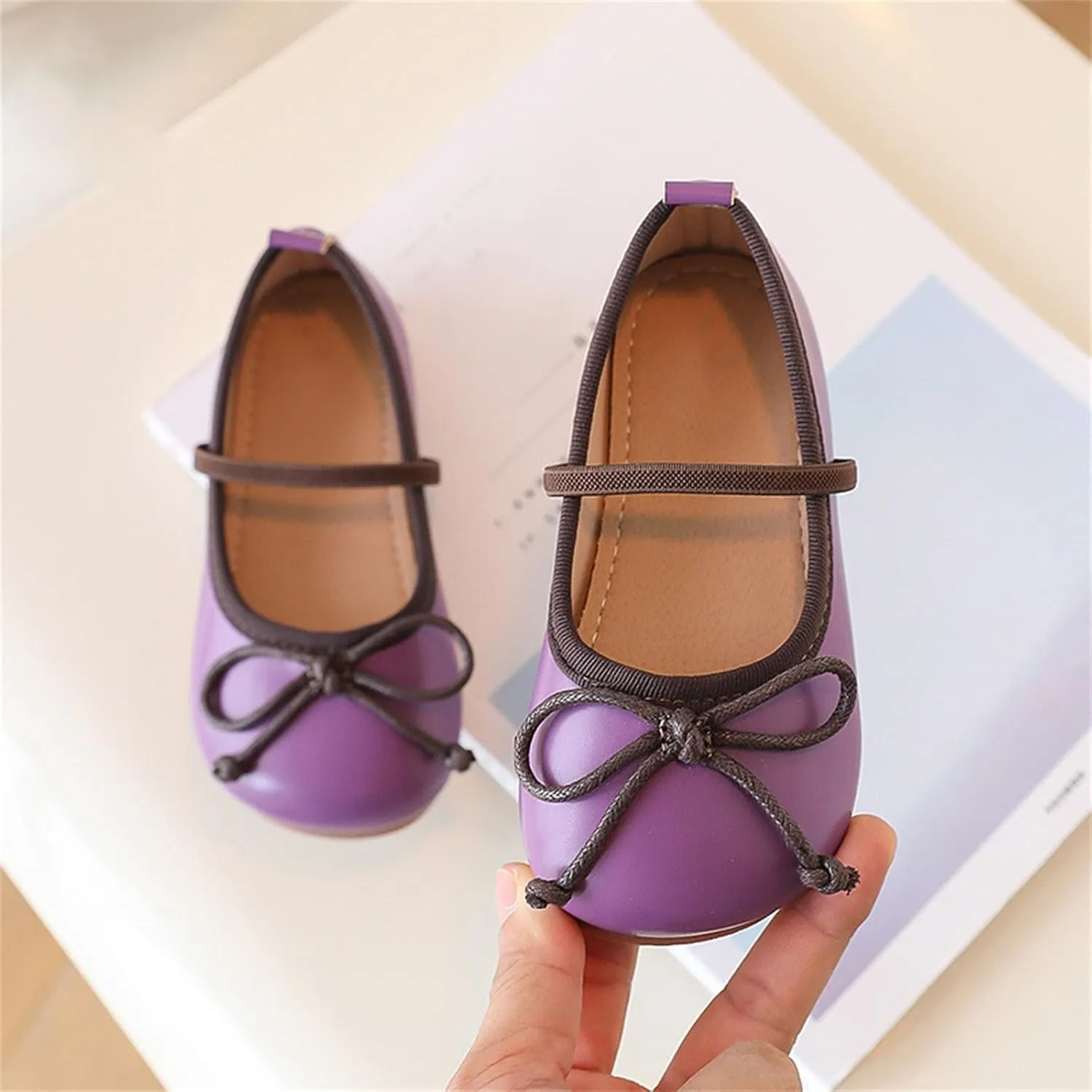 Toddler Girl Mary Jane Dress Shoes Soft Sole Non Slip Leather Bowknot School Shoes Kids Classic Ballerina Flat