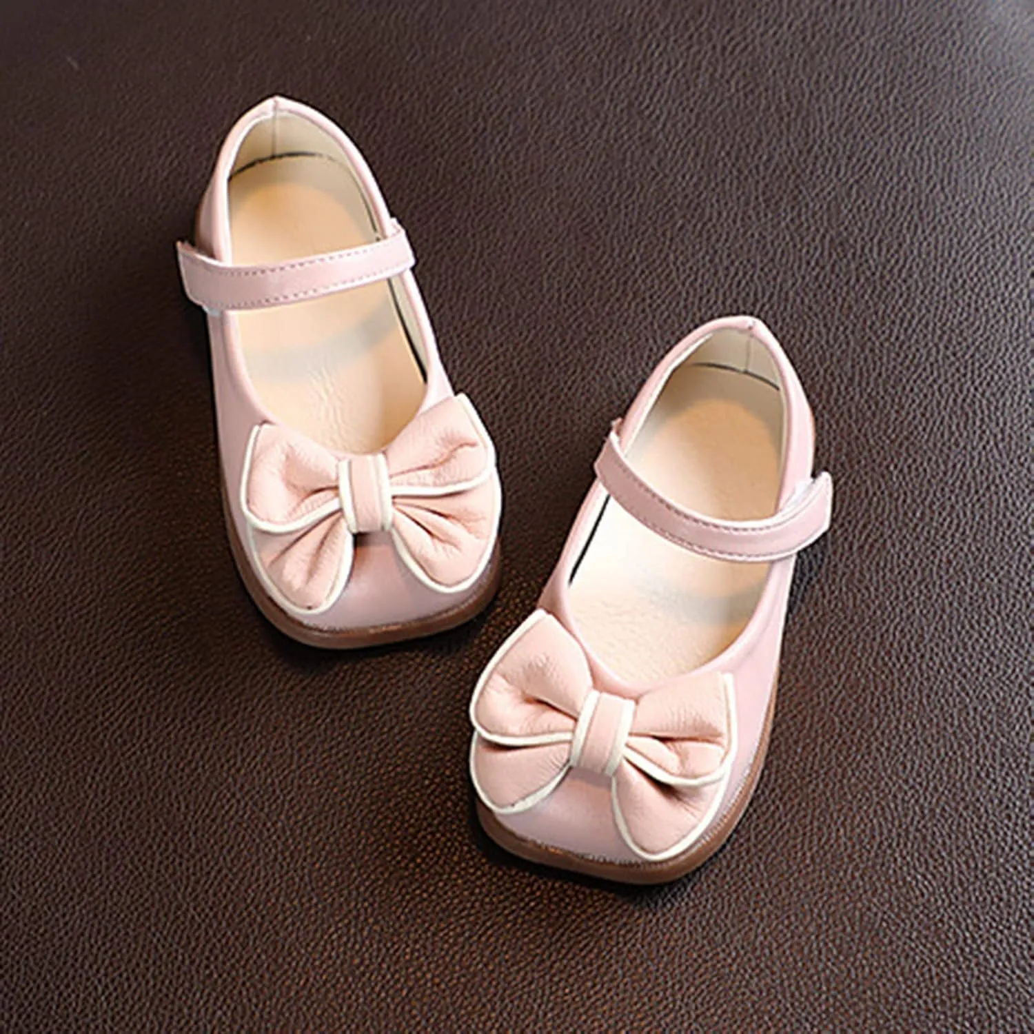 Toddler Girls Dress Shoes with Bow Toddler Flower Kid Shoes Mary Jane Flats for Party School Wedding Shoes