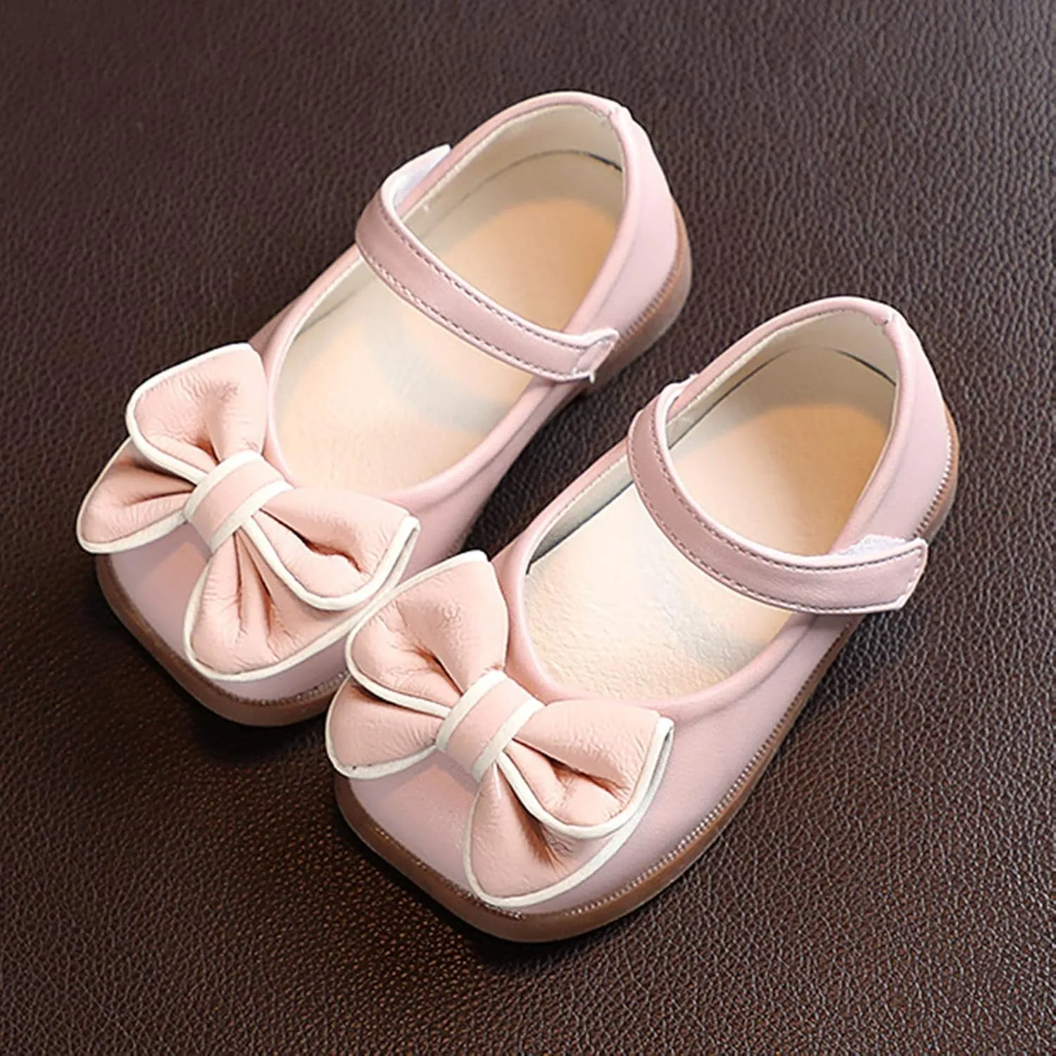 Toddler Girls Dress Shoes with Bow Toddler Flower Kid Shoes Mary Jane Flats for Party School Wedding Shoes